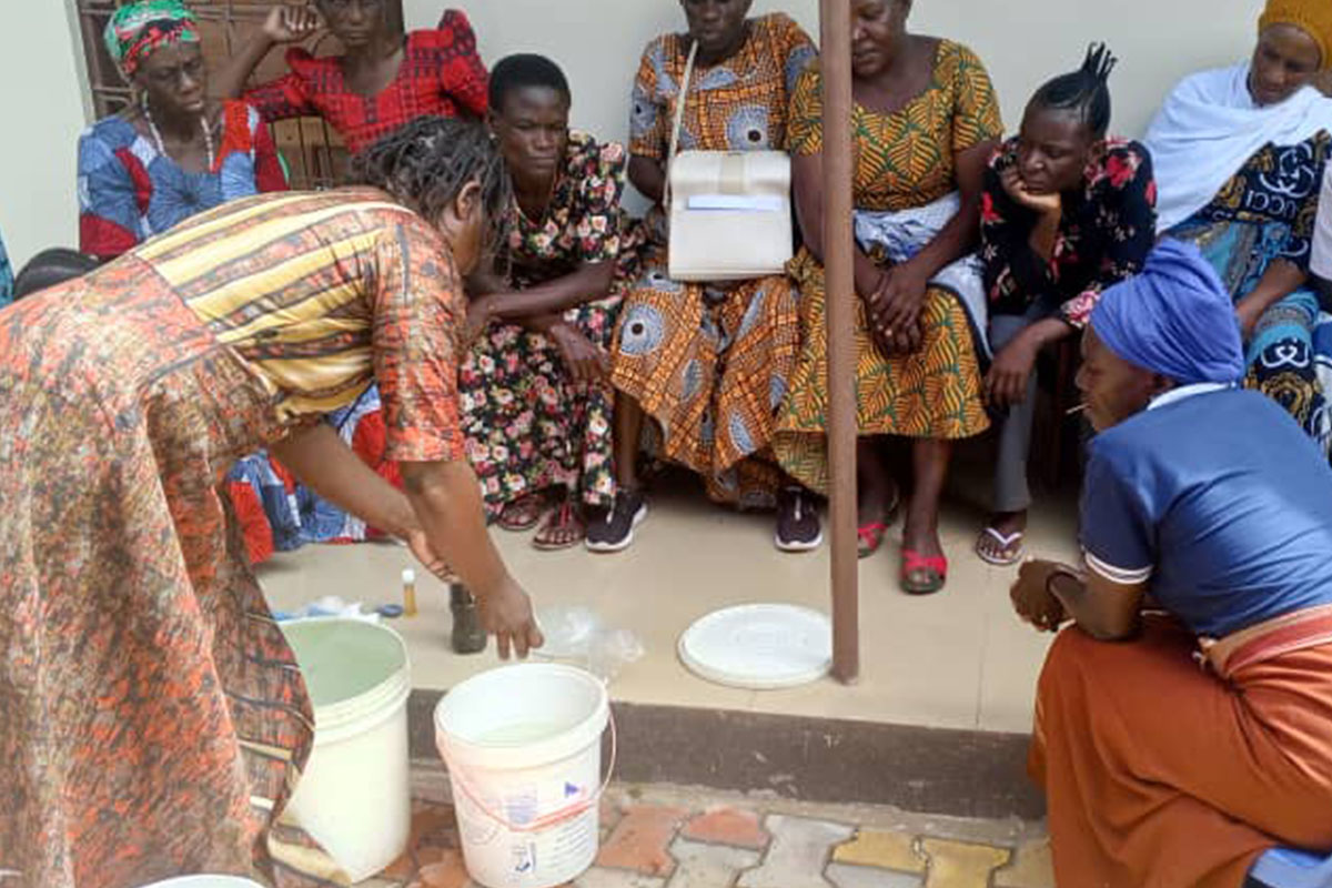 Demo: The CORAF Foundation recently hosted a comprehensive demonstration on the production of liquid soap, aimed at empowering individuals with practical skills for income generation
